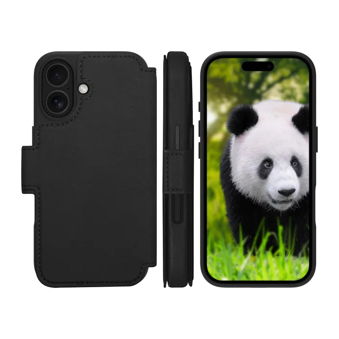 Dbramante1928 Lynge Funda Folio para iPhone 17 con MagSafe - Cuero Negro con 3 Bolsillos para Tarjetas y Cierre Magnético