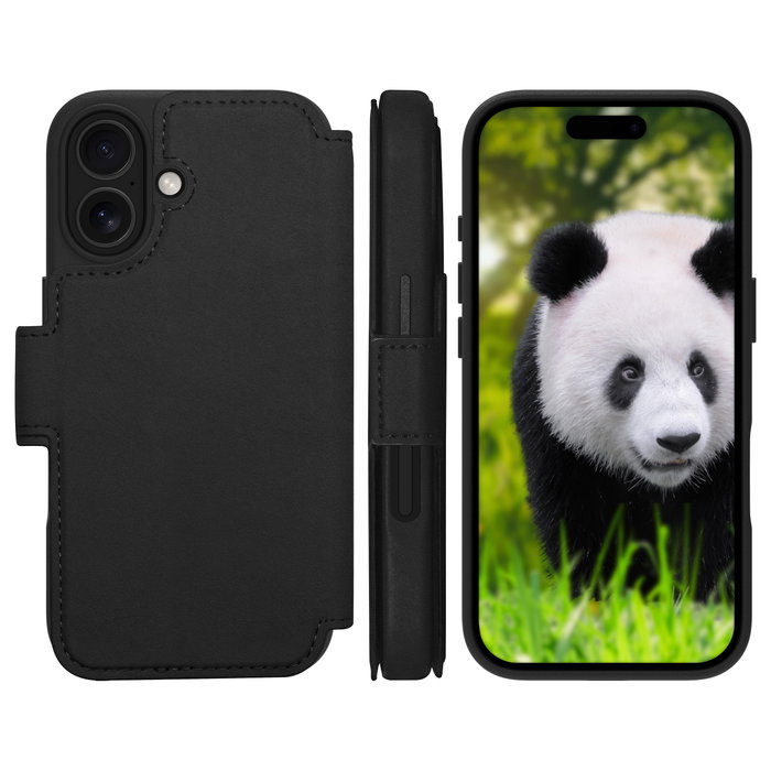 dbramante1928 Lynge MS Funda Folio de Cuero para iPhone 17 - Negro con Bolsillo para Tarjetas y Carga MagSafe