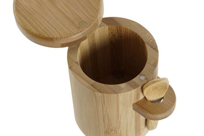DKD Home Decor Azucarero de Bambú Natural con Tapa y Cuchara DKD Home Decor Azucarero de Bambú Natural con Tapa y Cuchara
