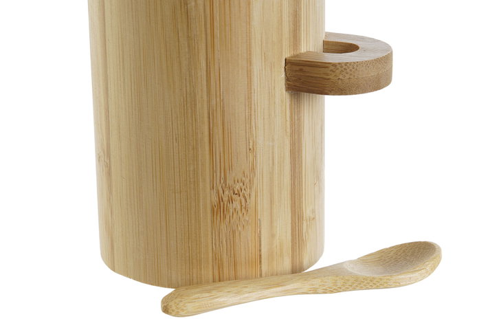 DKD Home Decor Azucarero de Bambú Natural con Tapa y Cuchara DKD Home Decor Azucarero de Bambú Natural con Tapa y Cuchara