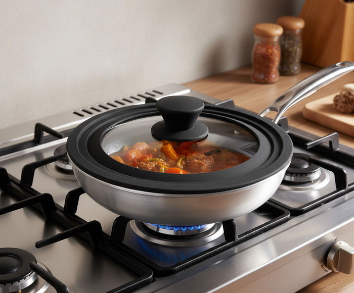 Quttin Tapa para Sartén de Vidrio con Borde de Goma, Compatible con 18, 20 y 22 cm (12 Unidades)