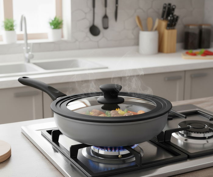 Quttin Tapa para Sartén de Vidrio con Borde de Goma, Compatible con 18, 20 y 22 cm (12 Unidades)