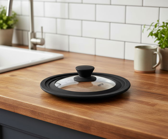 Quttin Tapa para Sartén de Vidrio con Borde de Goma, Compatible con 18, 20 y 22 cm (12 Unidades)