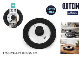 Quttin Tapa para Sartén de Vidrio con Borde de Goma, Compatible con 18, 20 y 22 cm (12 Unidades)