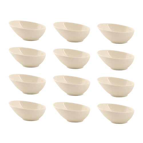 Summa Bol Inclinado 18 cm de Porcelana, Color Marfil, Capacidad 40 cl - Vajilla (Set de 12)