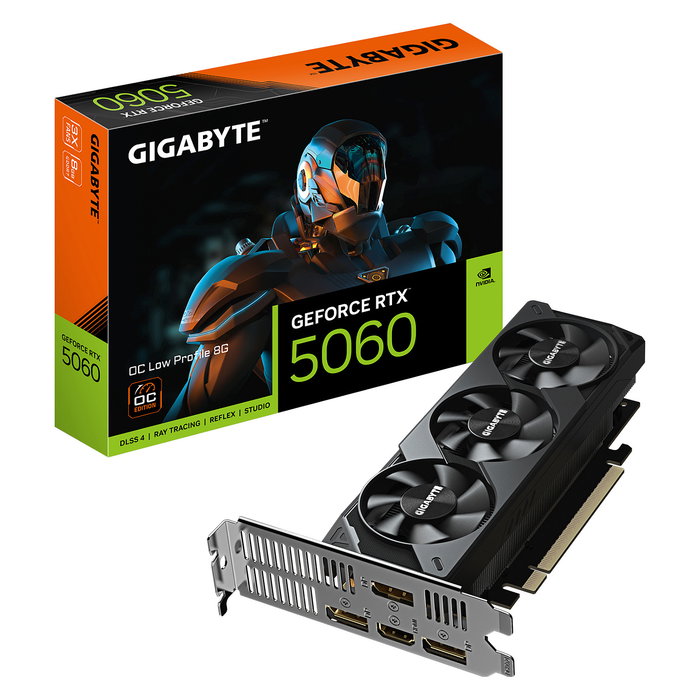 Tarjeta grÁfica gigabyte geforce rtx 5060 oc low profile 8g - 8gb gddr7, 128bit, pci-e 5.0, 2512 mhz frecuencia del nÚcleo, 3 x Tarjeta grÁfica gigabyte geforce rtx 5060 oc low profile 8g - 8gb gddr7, 128bit, pci-e 5.0, 2512 mhz frecuencia del nÚcleo, 3 x