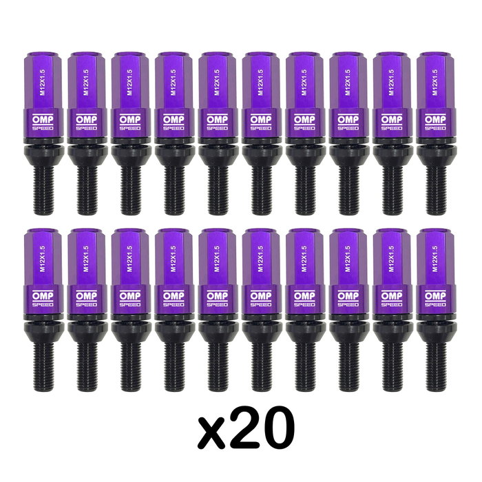 Omp OMP SPEED Juego de 20 Tornillos con Protector de Aluminio Morado M12x1.5 28mm Omp OMP SPEED Juego de 20 Tornillos con Protector de Aluminio Morado M12x1.5 28mm