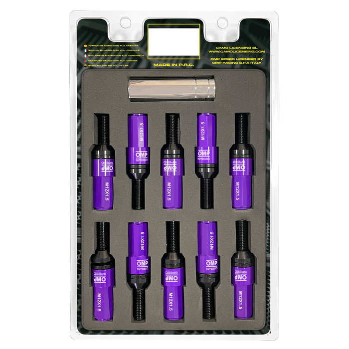 Omp OMP SPEED Juego de 20 Tornillos con Protector de Aluminio Morado M12x1.5 28mm Omp OMP SPEED Juego de 20 Tornillos con Protector de Aluminio Morado M12x1.5 28mm