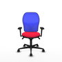 PIQUERAS Y CRESPO Silla de oficina Jorquera con mecanismo Sincro, Tela Roja y Malla Azul