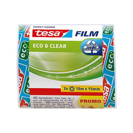Tesa Tesafilm Eco&Clear 15mm x 10m, Pack de 3 unidades