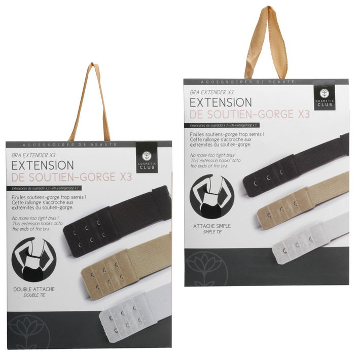 Cosmetic Club Juego 3 Extensiones Sujetador Doble y Simple Colores Surtidos