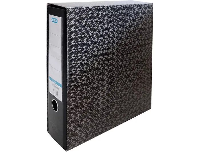 Elba Archivador de Palanca para Folio en Negro, Cartón Forrado, Lomo 85 mm con Anillas de 75 mm y Tarjetero Elba Archivador de Palanca para Folio en Negro, Cartón Forrado, Lomo 85 mm con Anillas de 75 mm y Tarjetero