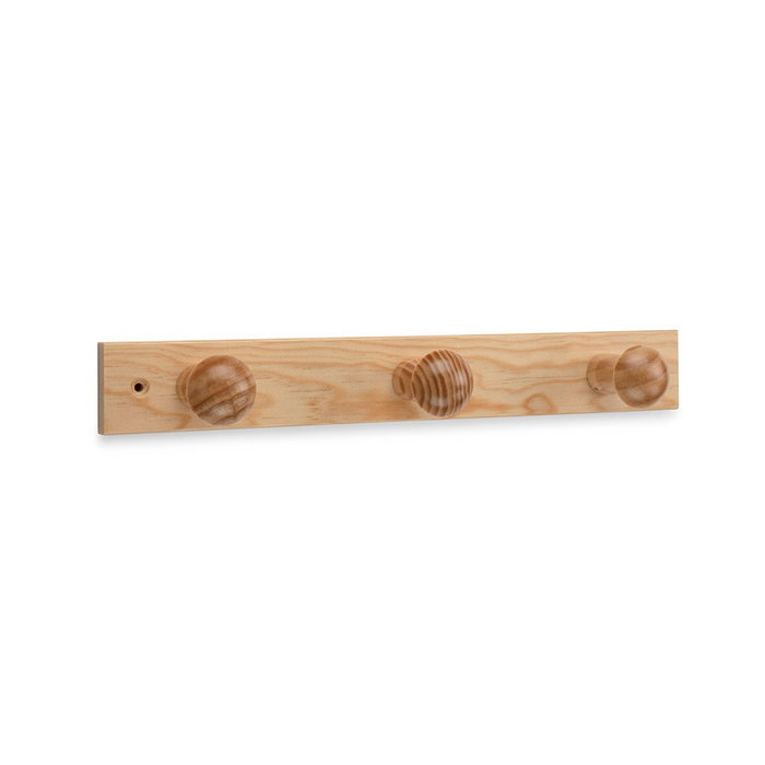 Inofix Colgador de madera de pino con 3 pomos color natural 360 x 50 x 15 mm Inofix Colgador de madera de pino con 3 pomos color natural 360 x 50 x 15 mm