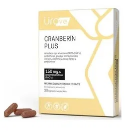 HERBORA Urove Cranberin Plus 30 Cápsulas - Arándano Rojo Americano 40% PAC's, Probióticos, Vitamina C