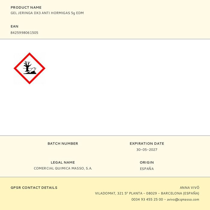 Edm dx3 Gel antihormigas jeringa 5 g