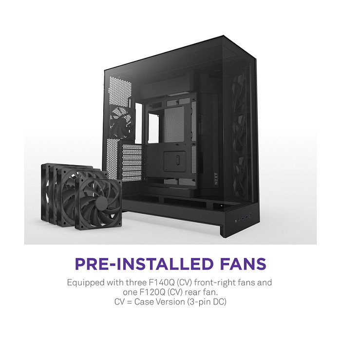 NZXT CM-H92FB1 H9 Flow Torre Media ATX/Micro-ATX/Mini-ITX Caja PC Mesh Negro con Ventana Lateral de Cristal Templado