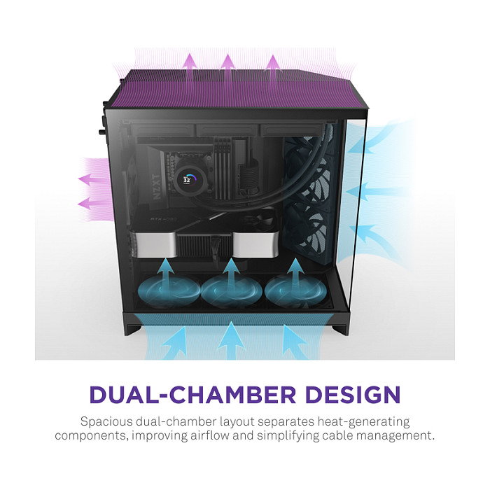 NZXT CM-H92FB1 H9 Flow Torre Media ATX/Micro-ATX/Mini-ITX Caja PC Mesh Negro con Ventana Lateral de Cristal Templado