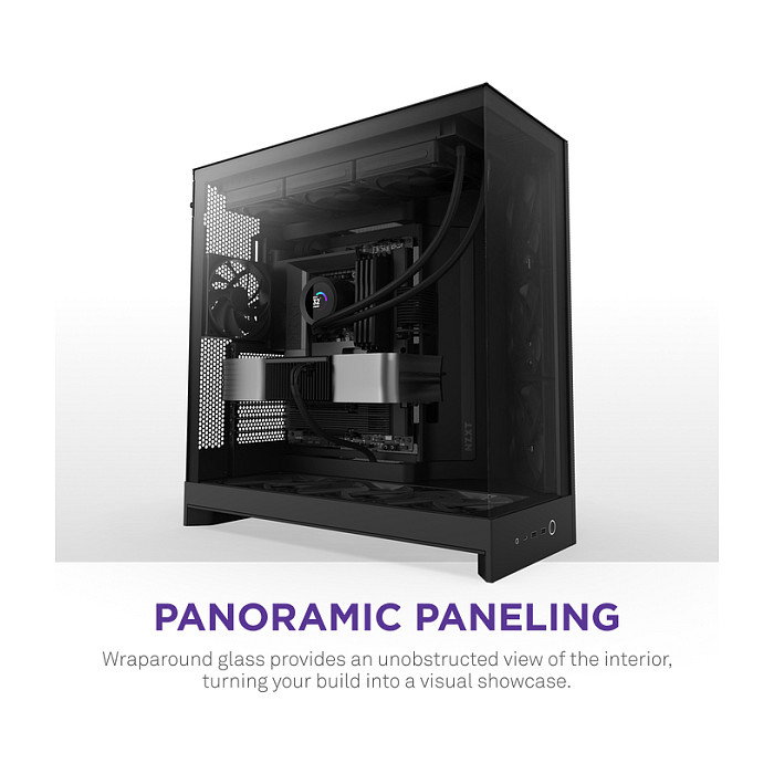 NZXT CM-H92FB1 H9 Flow Torre Media ATX/Micro-ATX/Mini-ITX Caja PC Mesh Negro con Ventana Lateral de Cristal Templado