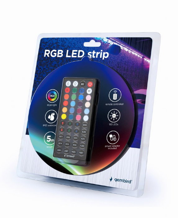 GEMBIRD Tira LED RGB 5m IP65 con controlador y mando