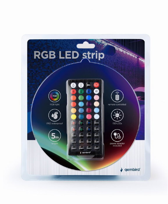GEMBIRD Tira LED RGB 5m IP65 con controlador y mando