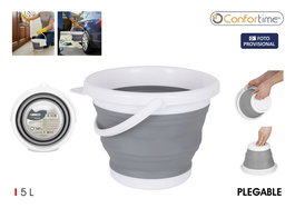 Inde Cubo Plegable de Plástico 5 Litros (28 x 25 x 19.5 cm) - Cómodo y de Fácil Almacenamiento (12 Unidades)