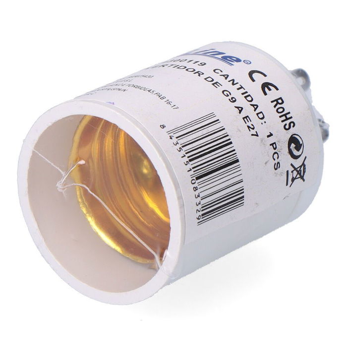 F-Line Convertidor G9 a E27, 2 a 230 V, Blanco, Ø33 x 57mm