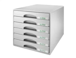 Leitz Fichero de sobremesa Plus con 6 cajones pequeños, Gris