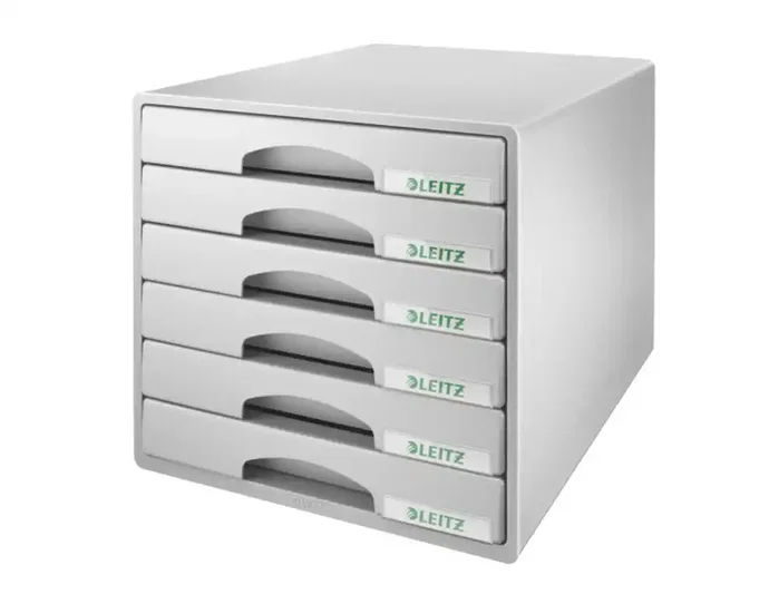 Leitz Fichero de sobremesa Plus con 6 cajones pequeños, Gris Leitz Fichero de sobremesa Plus con 6 cajones pequeños, Gris
