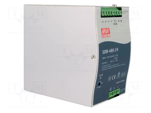 MEAN WELL SDR-480-24 Alimentador de impulso 480W 24VDC 20A