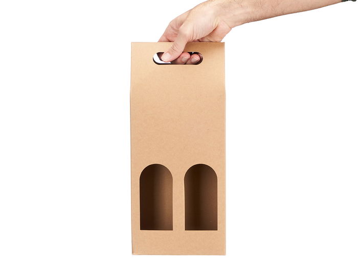 Kinvara Bolsa Vino Kraft con Ventana Doble Marrón 53 x 26 x 0.3 cm (Set de 48)