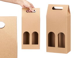 Kinvara Bolsa Vino Kraft con Ventana Doble Marrón 53 x 26 x 0.3 cm (Set de 48)