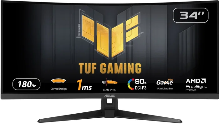 ASUS TUF Gaming VG34VQ3B Monitor Curvo Gaming 34" UWQHD 21:9 3440x1440, 180Hz, 1ms, AMD FreeSync Premium, DisplayHDR 400, VA, Negro ASUS TUF Gaming VG34VQ3B Monitor Curvo Gaming 34" UWQHD 21:9 3440x1440, 180Hz, 1ms, AMD FreeSync Premium, DisplayHDR 400, VA, Negro