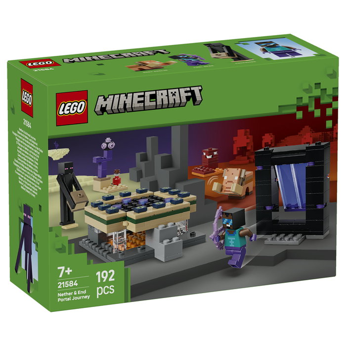 LEGO Minecraft 21584 El Viaje por el Nether y el Portal al End - Juego de Construcción 192 Piezas con 3 Figuras, Para Niños +7 Años