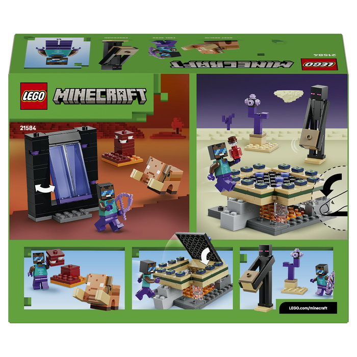 LEGO Minecraft 21584 El Viaje por el Nether y el Portal al End - Juego de Construcción 192 Piezas con 3 Figuras, Para Niños +7 Años