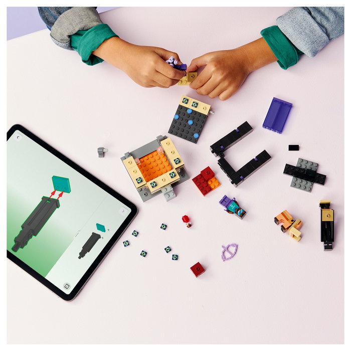 LEGO Minecraft 21584 El Viaje por el Nether y el Portal al End - Juego de Construcción 192 Piezas con 3 Figuras, Para Niños +7 Años