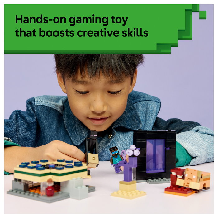 LEGO Minecraft 21584 El Viaje por el Nether y el Portal al End - Juego de Construcción 192 Piezas con 3 Figuras, Para Niños +7 Años