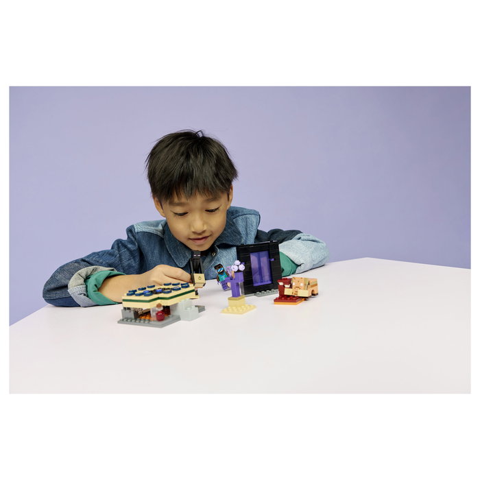 LEGO Minecraft 21584 El Viaje por el Nether y el Portal al End - Juego de Construcción 192 Piezas con 3 Figuras, Para Niños +7 Años