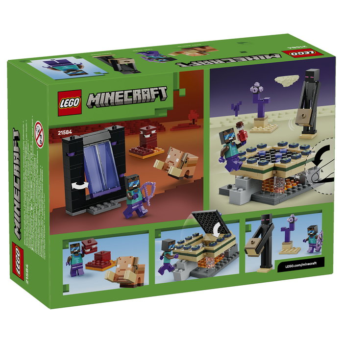 LEGO Minecraft 21584 El Viaje por el Nether y el Portal al End - Juego de Construcción 192 Piezas con 3 Figuras, Para Niños +7 Años