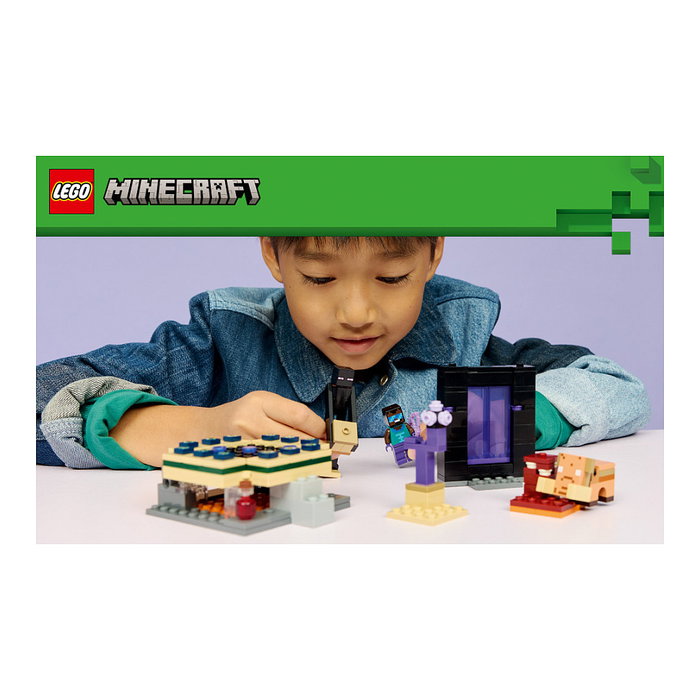LEGO Minecraft 21584 El Viaje por el Nether y el Portal al End - Juego de Construcción 192 Piezas con 3 Figuras, Para Niños +7 Años