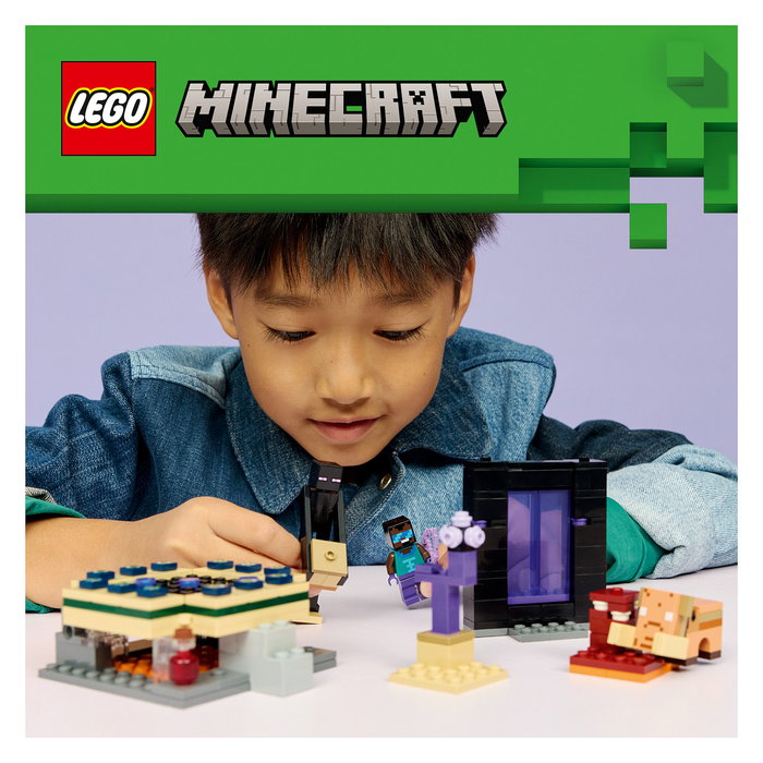 LEGO Minecraft 21584 El Viaje por el Nether y el Portal al End - Juego de Construcción 192 Piezas con 3 Figuras, Para Niños +7 Años