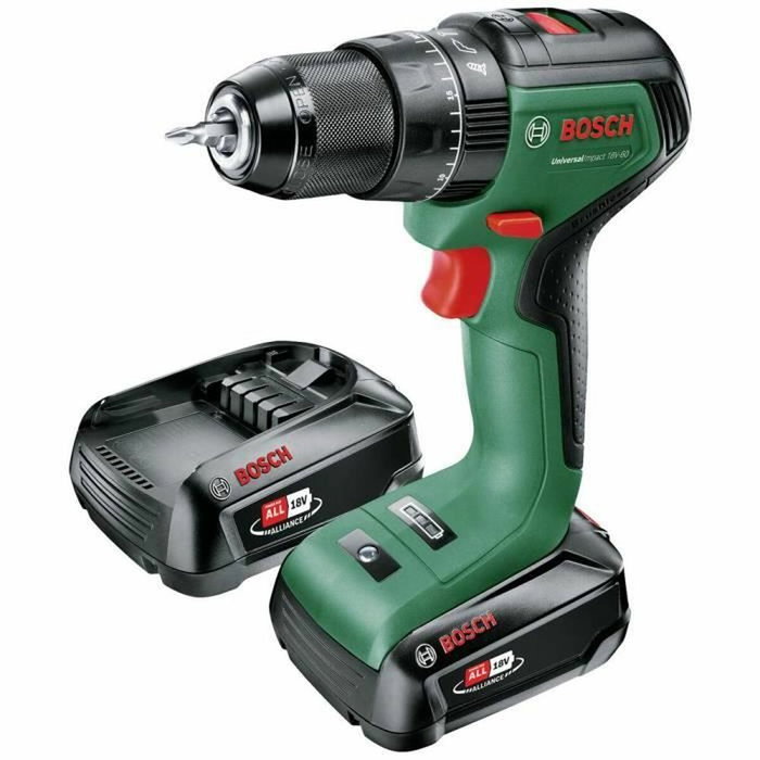 Bosch UniversalImpact 18V-60 Taladro Percutor Inalámbrico con 2 Baterías de 2,0 Ah y Cargador