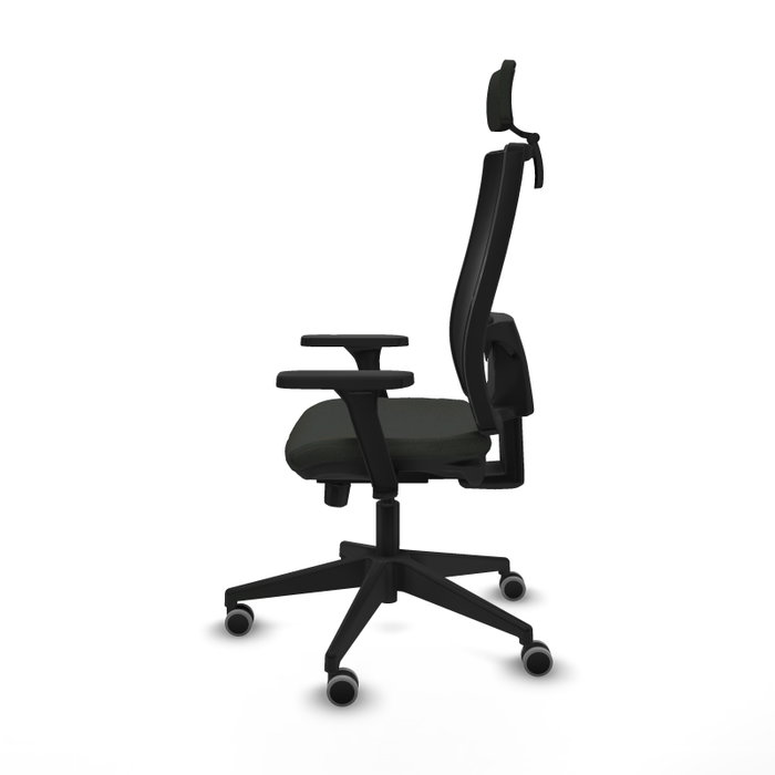 PIQUERAS Y CRESPO Silla de oficina Horna con respaldo regulable, brazos 3D y cabecero 2D, Negra