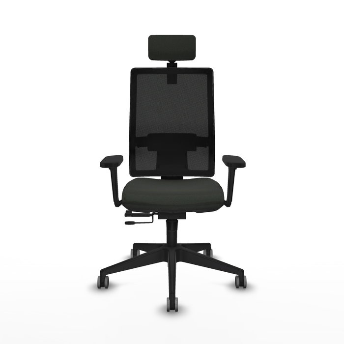 PIQUERAS Y CRESPO Silla de oficina Horna con respaldo regulable, brazos 3D y cabecero 2D, Negra