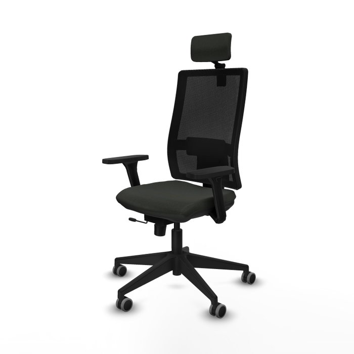 PIQUERAS Y CRESPO Silla de oficina Horna con respaldo regulable, brazos 3D y cabecero 2D, Negra
