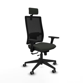 PIQUERAS Y CRESPO Silla de oficina Horna con respaldo regulable, brazos 3D y cabecero 2D, Negra
