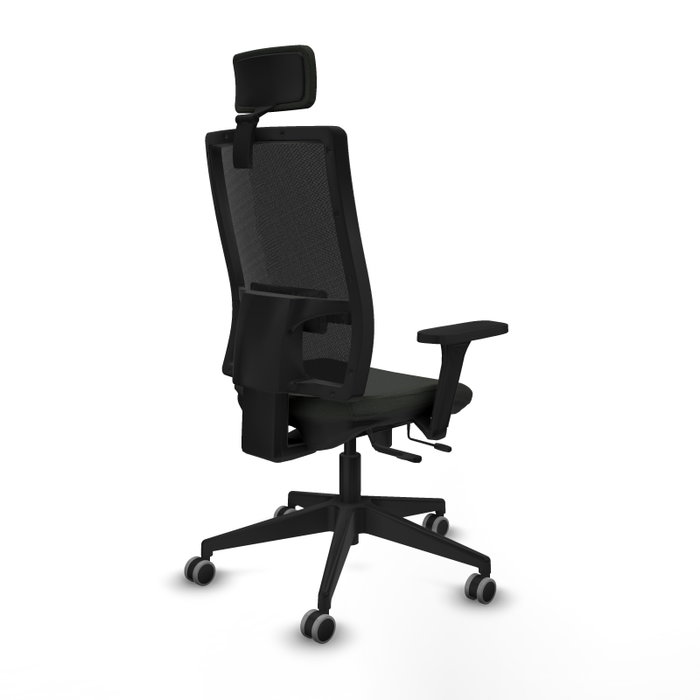 PIQUERAS Y CRESPO Silla de oficina Horna con respaldo regulable, brazos 3D y cabecero 2D, Negra
