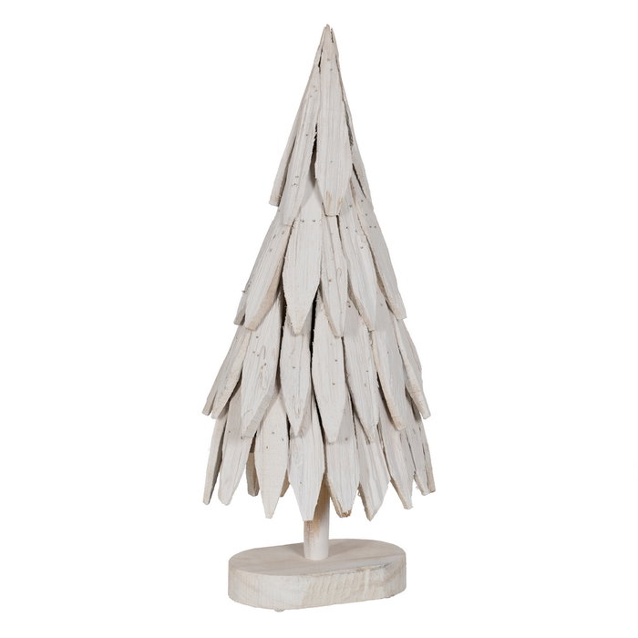 Figura Árbol Blanco Madera Paulonia 26 X 18 X 70 cm