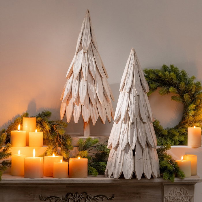 Figura Árbol Blanco Madera Paulonia 26 X 18 X 70 cm