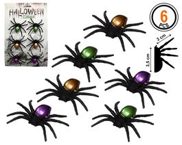 Pack Arañas Mini Colores Metálicos 6 Piezas 7.5 cm Decoración Fiesta