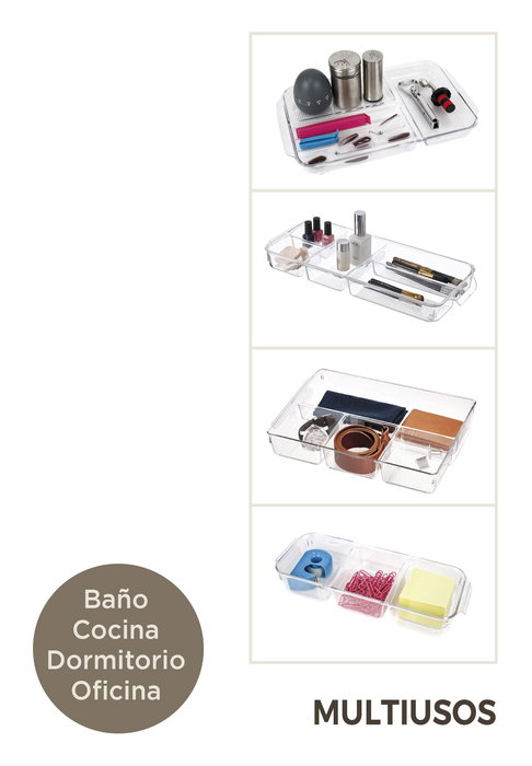 Confortime Bandeja Organizador, 30 cm de ancho x 17 cm de largo x 2.6 cm de alto, color blanco, plástico resistente (12 Unidades)